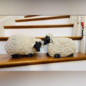 Large VINTAGE Counting Sheep Lamb Statue Figurine 15”x 9”x9”